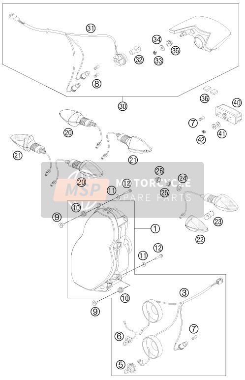 KTM 990 ADVENTURE R AU, GB 2011 Lighting System for a 2011 KTM 990 ADVENTURE R AU, GB