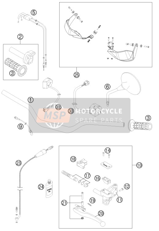 KTM 990 ADVENTURE R AU, GB 2012 Guidon, Les contrôles pour un 2012 KTM 990 ADVENTURE R AU, GB