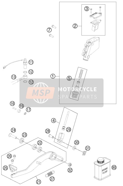 KTM 990 ADVENTURE R AU, GB 2012 Rear Brake Control for a 2012 KTM 990 ADVENTURE R AU, GB