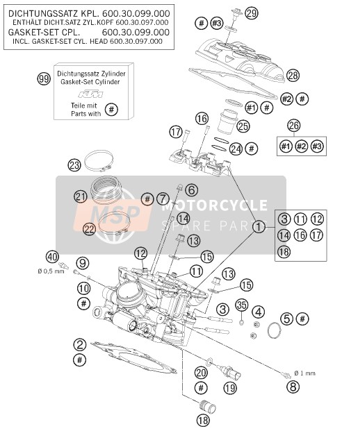 KTM 990 ADVENTURE R CKD Brazil 2012 Cilinderkop achter voor een 2012 KTM 990 ADVENTURE R CKD Brazil