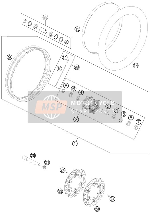 KTM 990 ADVENTURE R CKD Brazil 2012 Front Wheel for a 2012 KTM 990 ADVENTURE R CKD Brazil