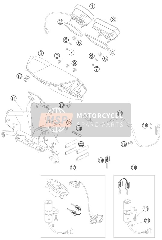 KTM 990 ADVENTURE S AU, GB 2006 Instrumenten / Slotsysteem voor een 2006 KTM 990 ADVENTURE S AU, GB