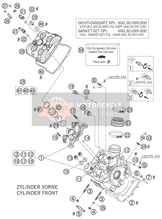 KTM 990 ADVENTURE S AU, GB 2007 Cylinder Head Front for a 2007 KTM 990 ADVENTURE S AU, GB