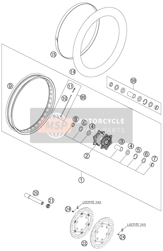 KTM 990 ADVENTURE S USA 2007 Front Wheel for a 2007 KTM 990 ADVENTURE S USA