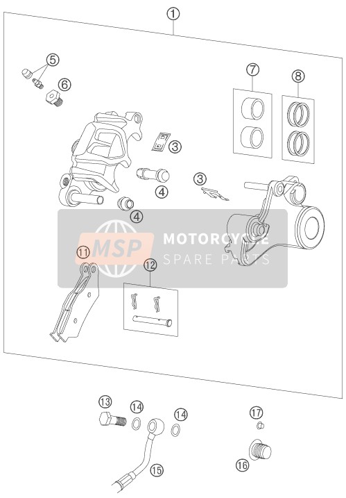 KTM 990 ADVENTURE S USA 2007 Rear Brake Caliper for a 2007 KTM 990 ADVENTURE S USA