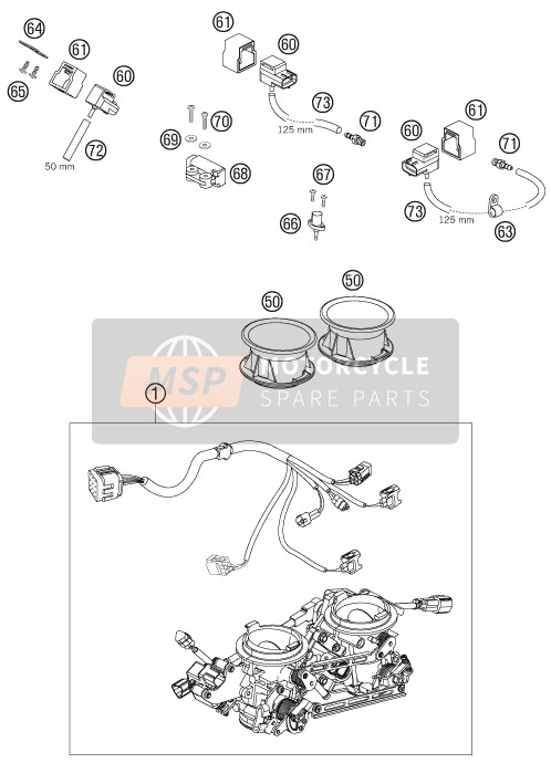 KTM 990 ADVENTURE S AU, GB 2007 Throttle Body for a 2007 KTM 990 ADVENTURE S AU, GB