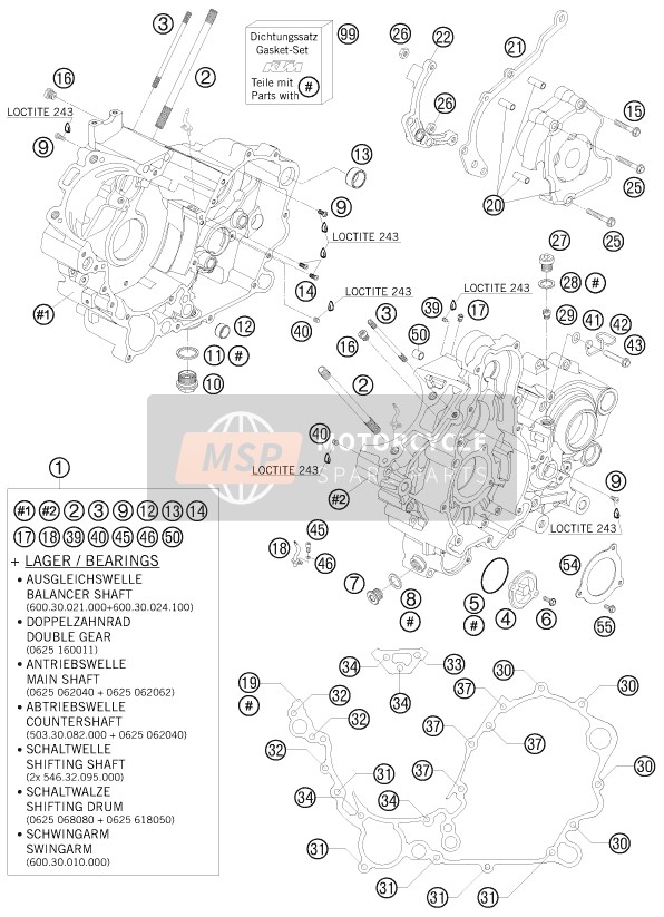 KTM 990 ADVENTURE S AU, GB 2008 Boîtier moteur pour un 2008 KTM 990 ADVENTURE S AU, GB