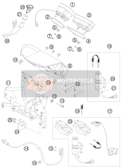 KTM 990 ADVENTURE S AU, GB 2008 Instruments / Lock System for a 2008 KTM 990 ADVENTURE S AU, GB