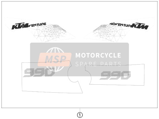 KTM 990 ADVENTURE WHITE ABS USA 2009 Decal for a 2009 KTM 990 ADVENTURE WHITE ABS USA