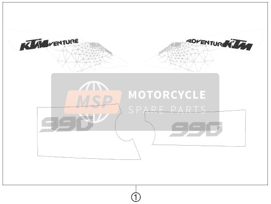 KTM 990 ADVENTURE WHITE ABS AU, GB 2011 Decal for a 2011 KTM 990 ADVENTURE WHITE ABS AU, GB