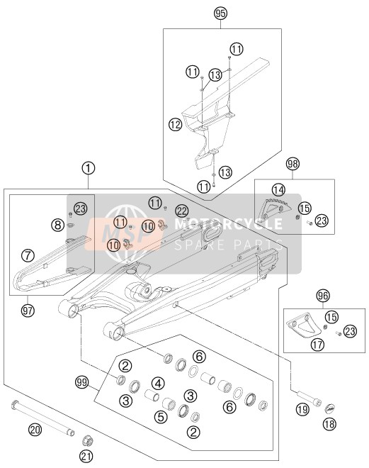 KTM 990 ADVENTURE WHITE ABS Europe 2012 Swing Arm for a 2012 KTM 990 ADVENTURE WHITE ABS Europe