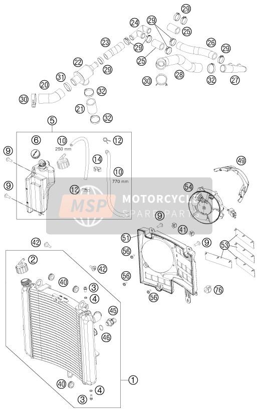 KTM 990 SM-T BLACK ABS SPEC.EDIT Brazil 2011 Sistema de refrigeración para un 2011 KTM 990 SM-T BLACK ABS SPEC.EDIT Brazil