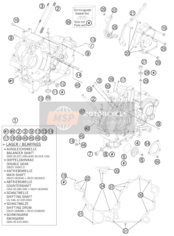 KTM 990 SM-T BLACK ABS SPEC.EDIT Brazil 2011 Caja del motor para un 2011 KTM 990 SM-T BLACK ABS SPEC.EDIT Brazil