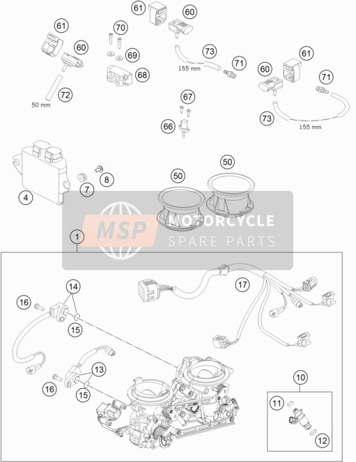 KTM 990 SM-T WHITE ABS SPEC.EDIT Brazil 2011 Corps de papillon pour un 2011 KTM 990 SM-T WHITE ABS SPEC.EDIT Brazil