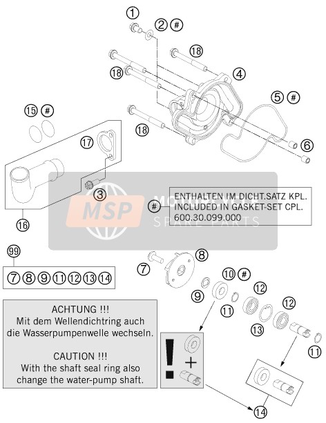 KTM 990 SM-T WHITE ABS SPEC.EDIT Brazil 2011 Waterpomp voor een 2011 KTM 990 SM-T WHITE ABS SPEC.EDIT Brazil