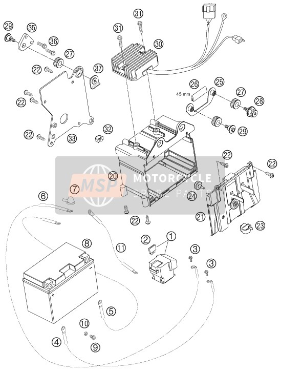 61011059000, Startercable L=820 mm, KTM, 0