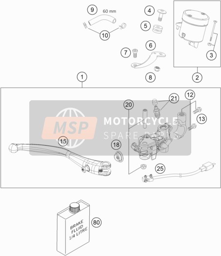 61013001100, Hand Brake Cylinder, KTM, 0