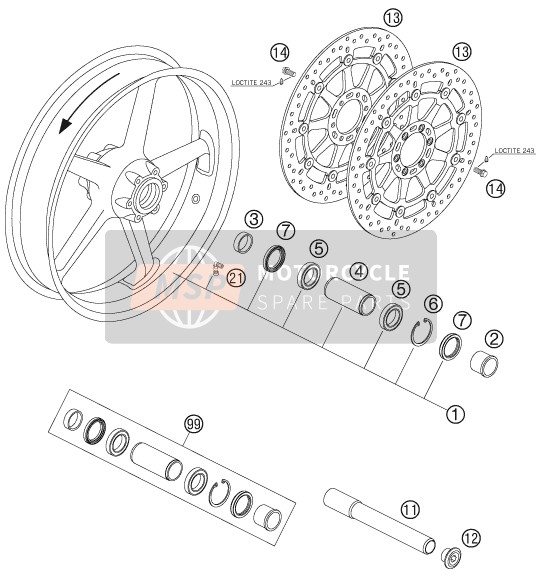 KTM 990 SUPER DUKE ANTHRAZIT Europe 2007 Front Wheel for a 2007 KTM 990 SUPER DUKE ANTHRAZIT Europe