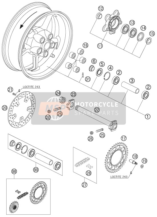 SPAB16G381H118I, Drivetrain Set St 16T/38T, KTM, 0