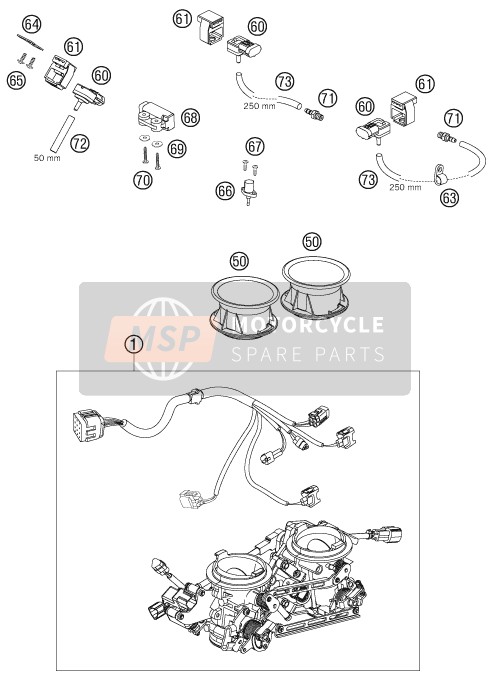 KTM 990 SUPER DUKE ANTHRAZIT AU, GB 2007 Throttle Body for a 2007 KTM 990 SUPER DUKE ANTHRAZIT AU, GB