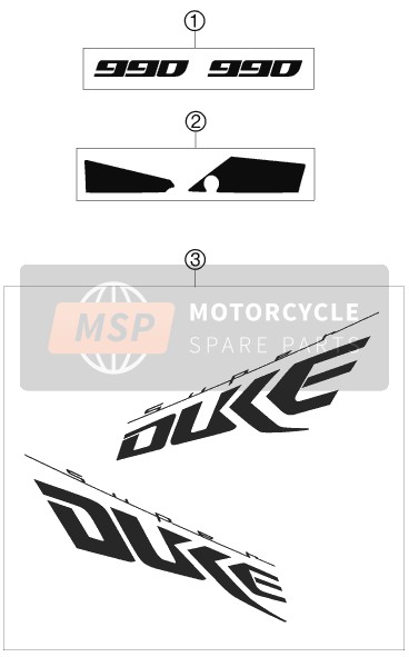 KTM 990 SUPER DUKE BLACK France 2007 Decal for a 2007 KTM 990 SUPER DUKE BLACK France