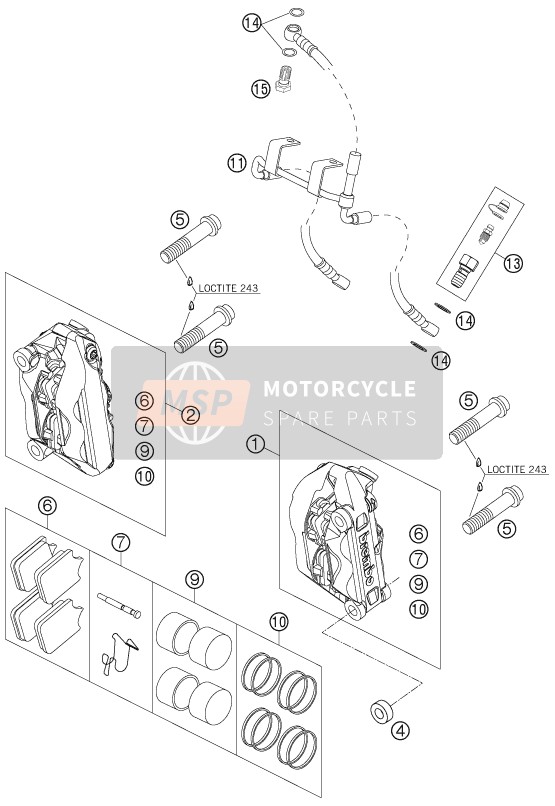 KTM 990 SUPER DUKE BLACK France 2007 Front Brake Caliper for a 2007 KTM 990 SUPER DUKE BLACK France