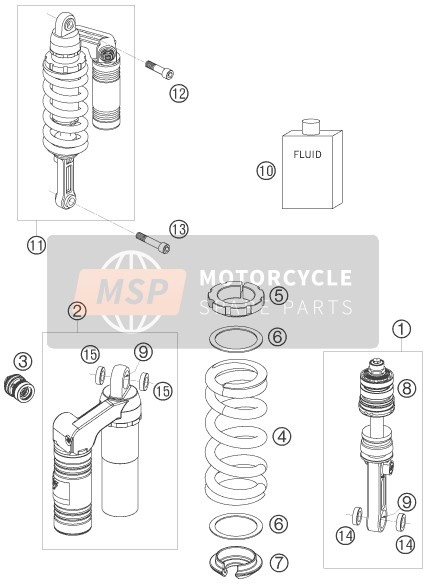 KTM 990 SUPER DUKE BLACK AU, GB 2007 Shock Absorber for a 2007 KTM 990 SUPER DUKE BLACK AU, GB