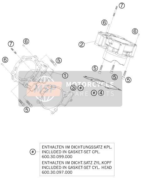 KTM 990 SUPER DUKE BLACK USA 2009 Cylinder for a 2009 KTM 990 SUPER DUKE BLACK USA