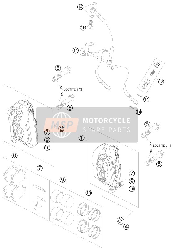 KTM 990 SUPER DUKE BLACK Europe 2009 Front Brake Caliper for a 2009 KTM 990 SUPER DUKE BLACK Europe