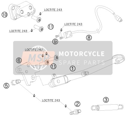 KTM 990 SUPER DUKE BLACK France 2009 Côté / Béquille centrale pour un 2009 KTM 990 SUPER DUKE BLACK France