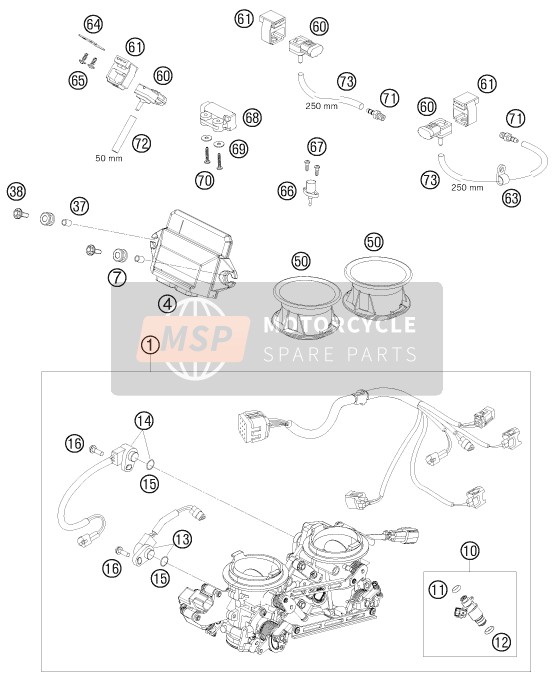 KTM 990 SUPER DUKE BLACK France 2009 Throttle Body for a 2009 KTM 990 SUPER DUKE BLACK France