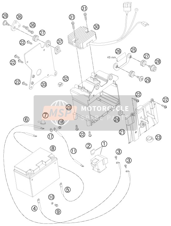 KTM 990 SUPER DUKE BLACK Europe 2011 Battery for a 2011 KTM 990 SUPER DUKE BLACK Europe