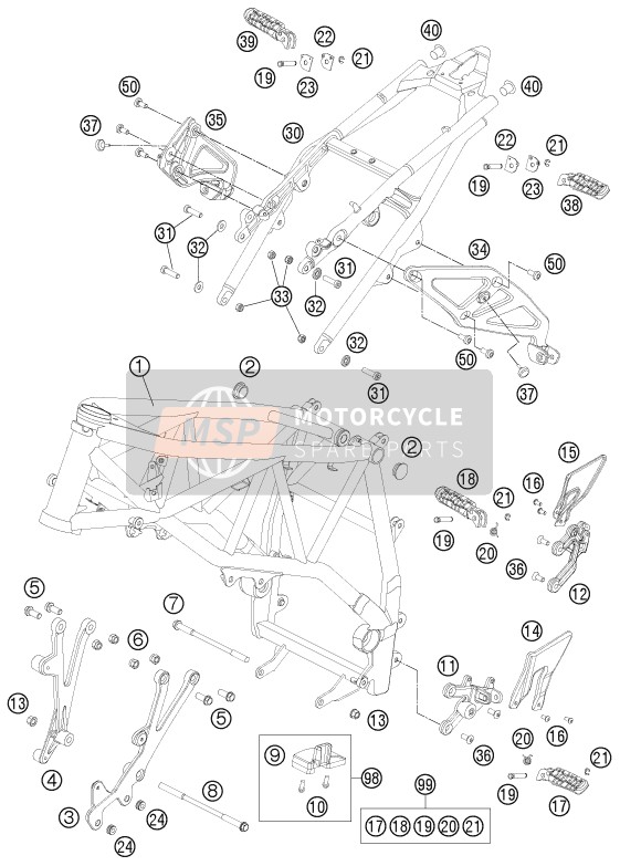 6100303900033S, Foot Rest Bracket Front R/s 05, KTM, 0