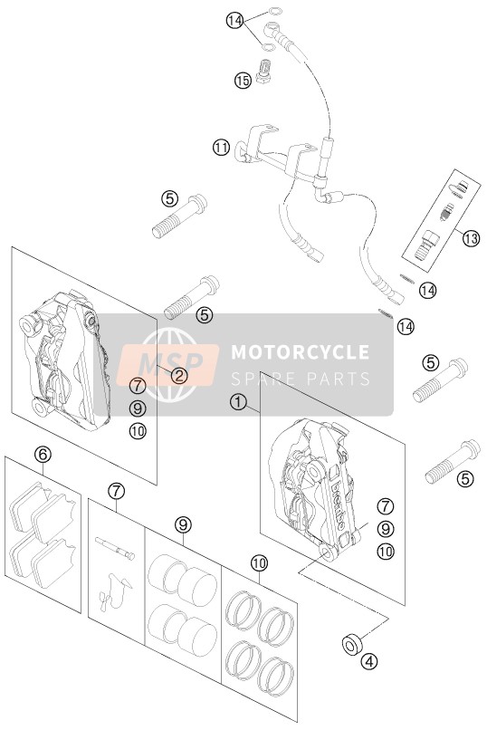 KTM 990 SUPER DUKE BLACK France 2012 Front Brake Caliper for a 2012 KTM 990 SUPER DUKE BLACK France