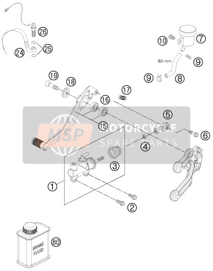 KTM 990 SUPER DUKE BLACK France 2012 Achterrem aansturing voor een 2012 KTM 990 SUPER DUKE BLACK France