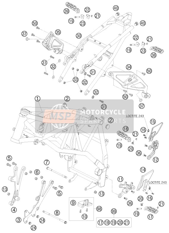 KTM 990 SUPER DUKE OLIVE-ME. France 2010 Frame for a 2010 KTM 990 SUPER DUKE OLIVE-ME. France