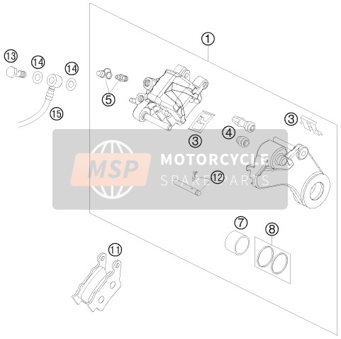 KTM 990 SUPER DUKE OLIVE-ME. France 2010 Rear Brake Caliper for a 2010 KTM 990 SUPER DUKE OLIVE-ME. France