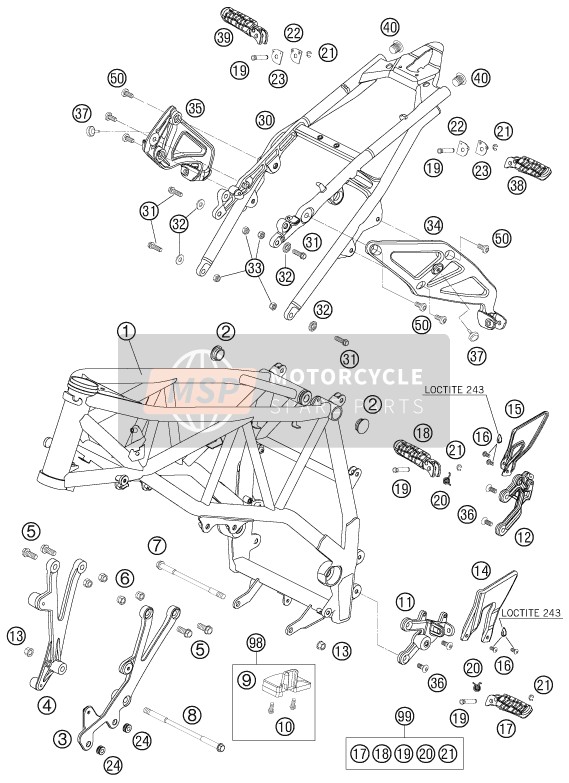 KTM 990 SUPER DUKE ORANGE France 2007 Frame for a 2007 KTM 990 SUPER DUKE ORANGE France