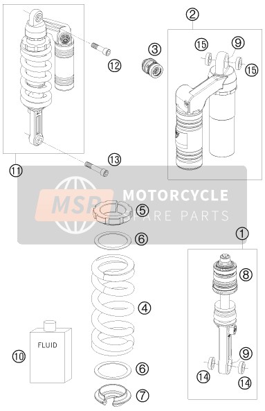 KTM 990 SUPER DUKE ORANGE AU, GB 2008 Shock Absorber for a 2008 KTM 990 SUPER DUKE ORANGE AU, GB