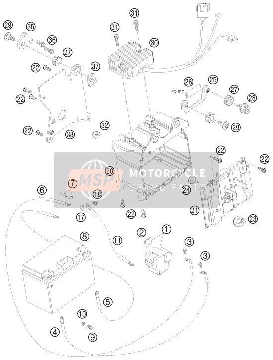 KTM 990 SUPER DUKE ORANGE AU, GB 2009 Battery for a 2009 KTM 990 SUPER DUKE ORANGE AU, GB