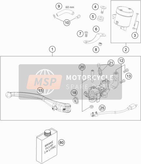 KTM 990 SUPER DUKE ORANGE AU, GB 2009 Front Brake Control for a 2009 KTM 990 SUPER DUKE ORANGE AU, GB