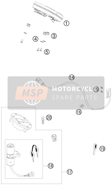 KTM 990 SUPER DUKE ORANGE USA 2009 Instruments / Lock System for a 2009 KTM 990 SUPER DUKE ORANGE USA