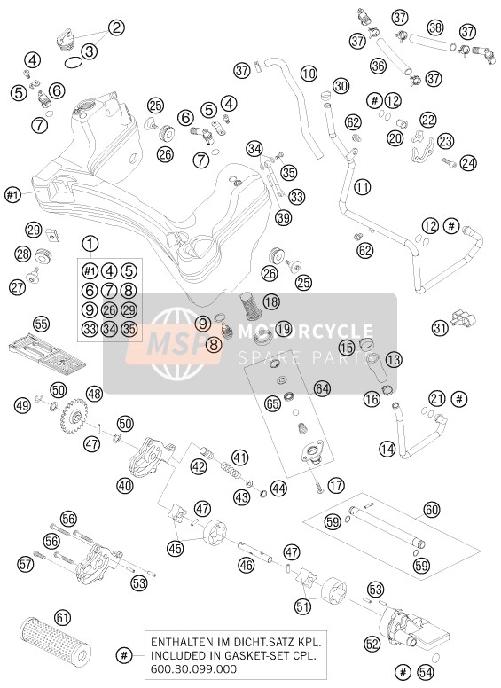 KTM 990 SUPER DUKE ORANGE AU, GB 2009 Lubricating System for a 2009 KTM 990 SUPER DUKE ORANGE AU, GB