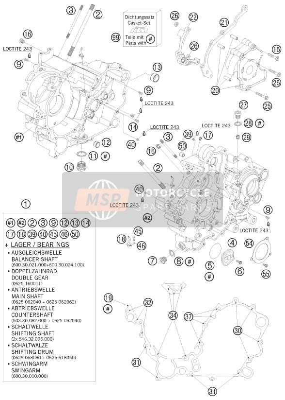 KTM 990 SUPER DUKE ORANGE France 2010 Boîtier moteur pour un 2010 KTM 990 SUPER DUKE ORANGE France