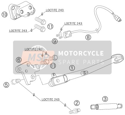 KTM 990 SUPER DUKE R AU, GB 2007 Lato / Cavalletto centrale per un 2007 KTM 990 SUPER DUKE R AU, GB