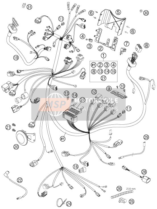 KTM 990 SUPER DUKE R Europe 2007 Wiring Harness for a 2007 KTM 990 SUPER DUKE R Europe