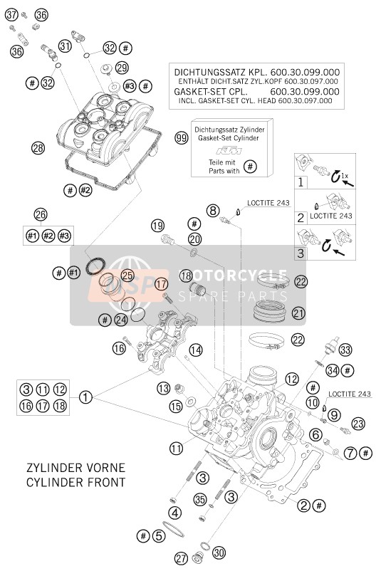 KTM 990 SUPER DUKE R France 2008 Cylinder Head Front for a 2008 KTM 990 SUPER DUKE R France