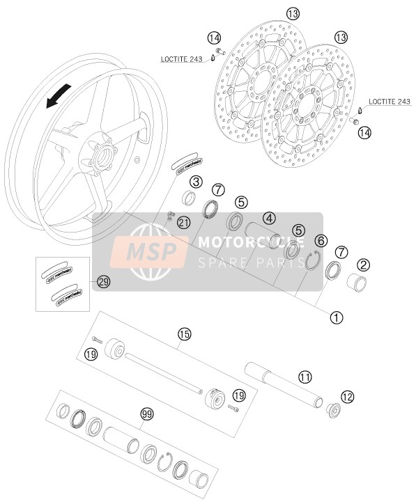 KTM 990 SUPER DUKE R AU, GB 2009 Front Wheel for a 2009 KTM 990 SUPER DUKE R AU, GB