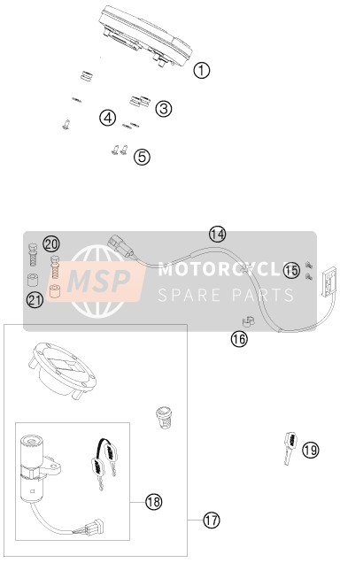 KTM 990 SUPER DUKE R Europe 2009 Instruments / Lock System for a 2009 KTM 990 SUPER DUKE R Europe