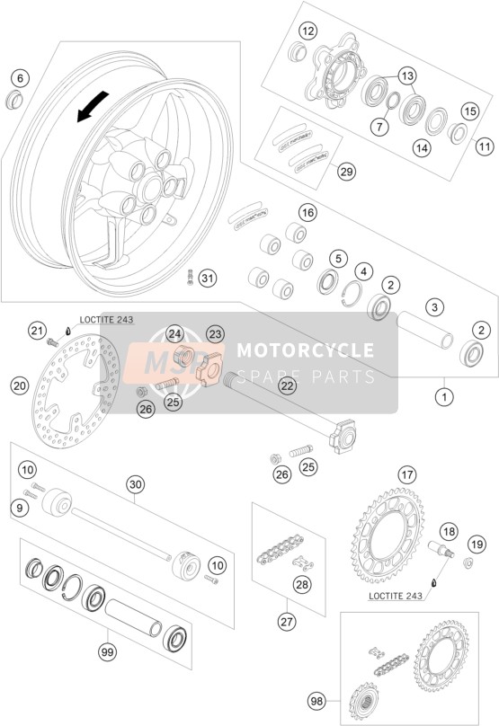 KTM 990 SUPER DUKE R Europe 2009 Rear Wheel for a 2009 KTM 990 SUPER DUKE R Europe